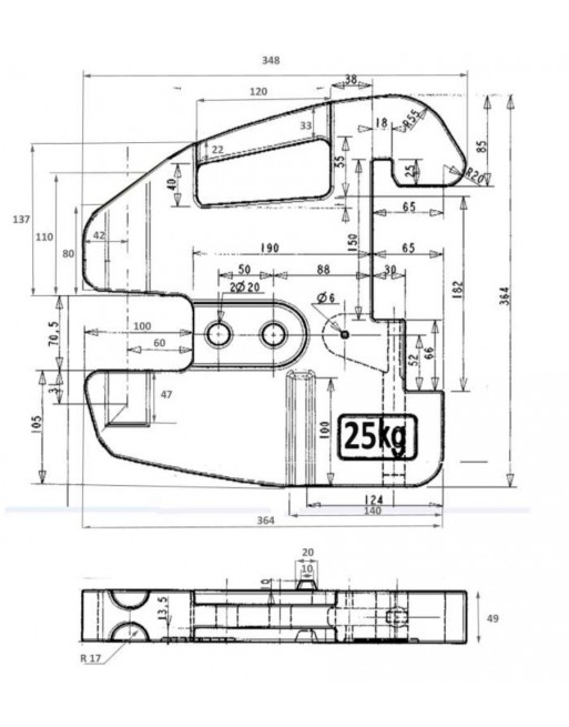 Tractor front weight r 25kg SF25C